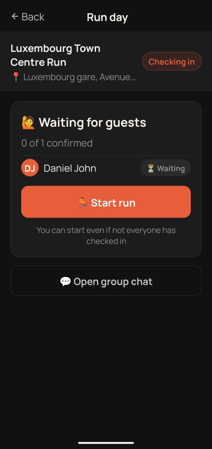 Meet and run check-in